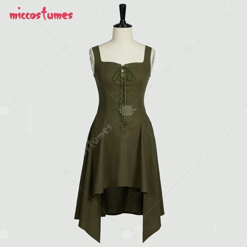 CyMiccostumes Women Medieval Costume Renaissance Sleeveless Dress Cottagecore Lace Up Fariy Dress