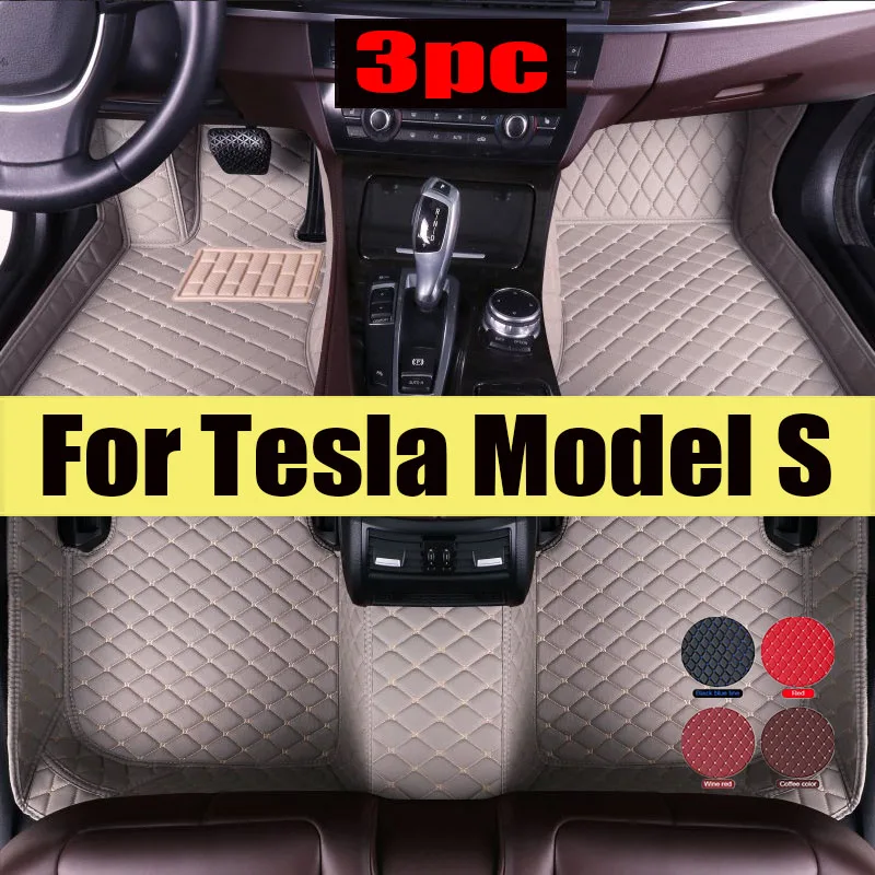 

For Tesla Model S 2015 2014 Car Floor Mats Carpets Waterproof Leather Custom Auto Styling Car trunk mat Interior Covers Rugs