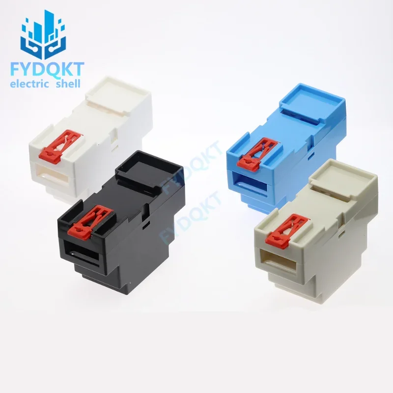 1PC DIN Rail PLC Junction Box ABS Plastic Electronics Boxs Project Case 4Colors 88x37x59mm 35-Rail Mounting Instrument Housing