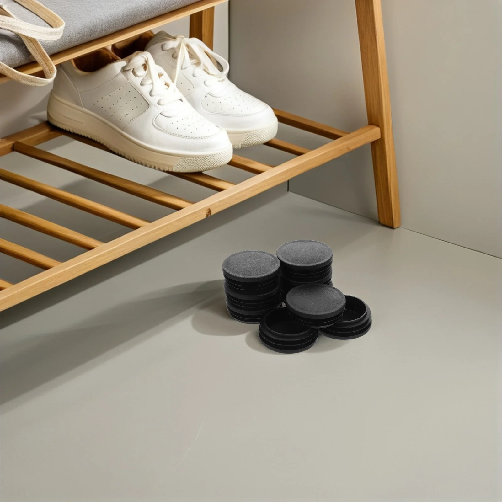 

50 Pcs Floor Chair Pipe Plug Foot Pad Caps for Metal Legs Furniture Feet Sliders Hole Stoppers Black