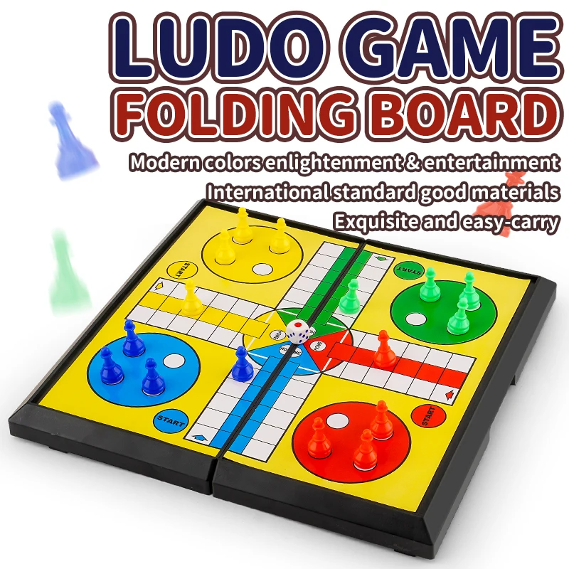 Juego de mesa internacional Ludo para niños: juego de ajedrez plegable portátil, juguete educativo, juego de mesa de fiesta para estudiantes de primaria