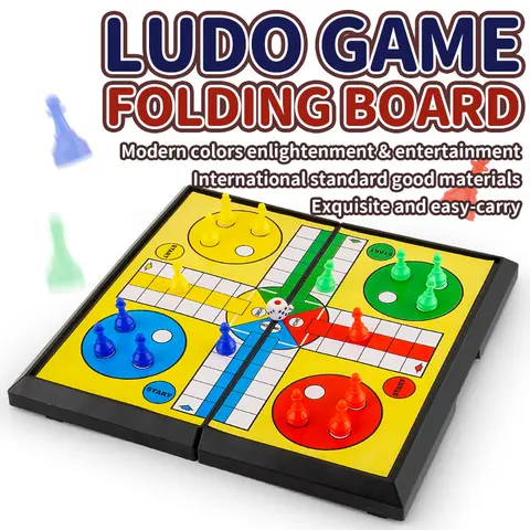 International Ludo Board Game for Kids: Portable Folding Chess Set, Educational Toy, Party Table Game for Elementary Students