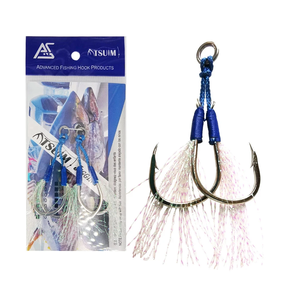 10pairs/bag 5/0 6/0 Saltwater Slow Fast Carbon Hooks Fishing Jig Barbed Hooks Strong Strength Falling Lure Hook