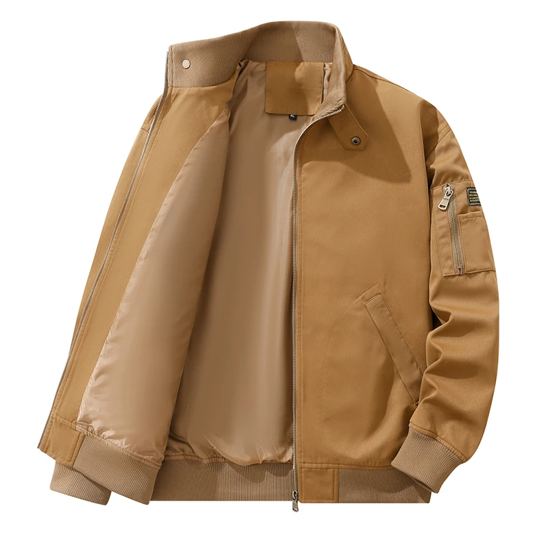 

Men's Lightweight Bomber Jacket Windbreaker Casual Fall Spring Outdoor Standing Collar Coat American Style High-end Pilot Jacket