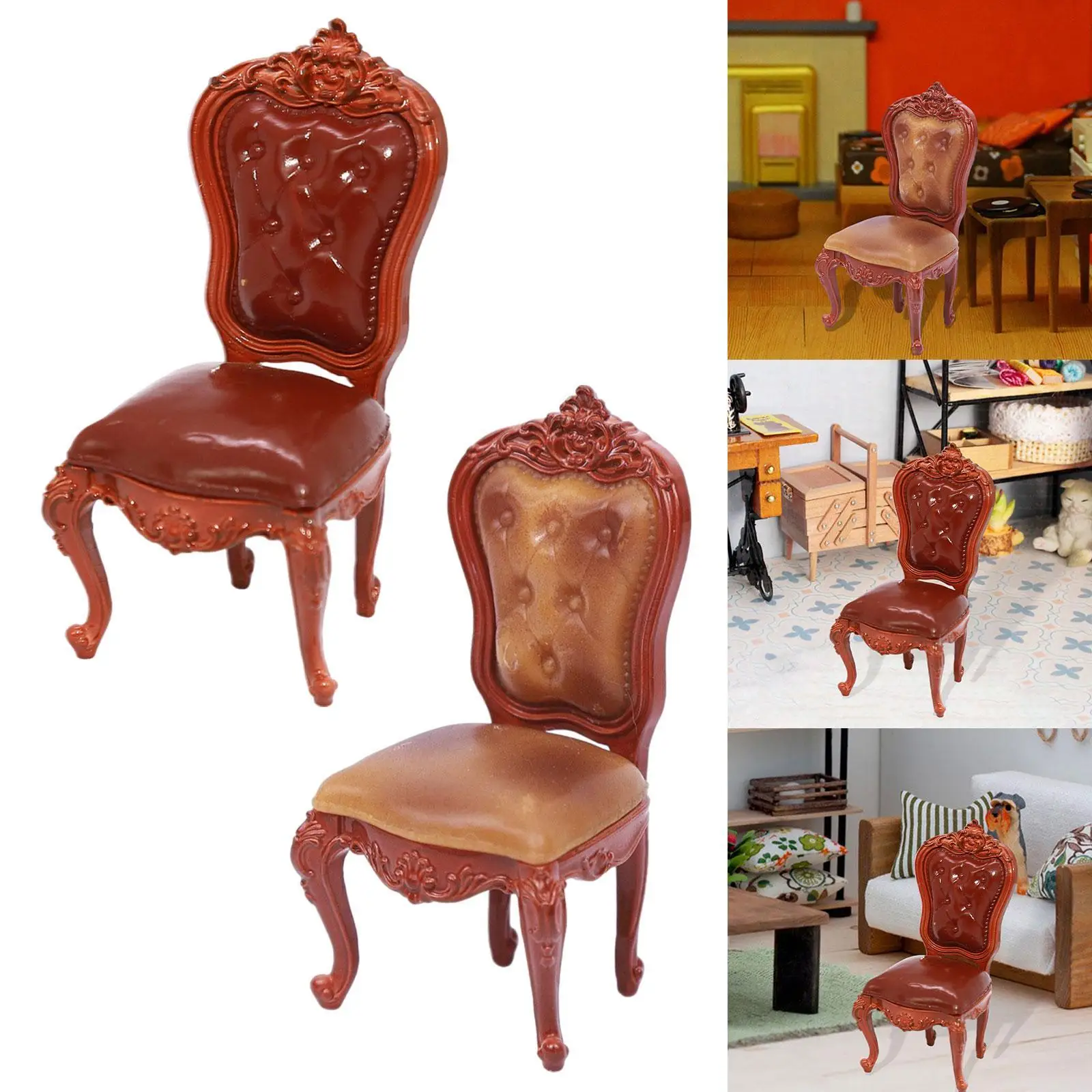 1:12 Back Chair Miniature Furniture Room Mini Chair Ornaments for Railway Station