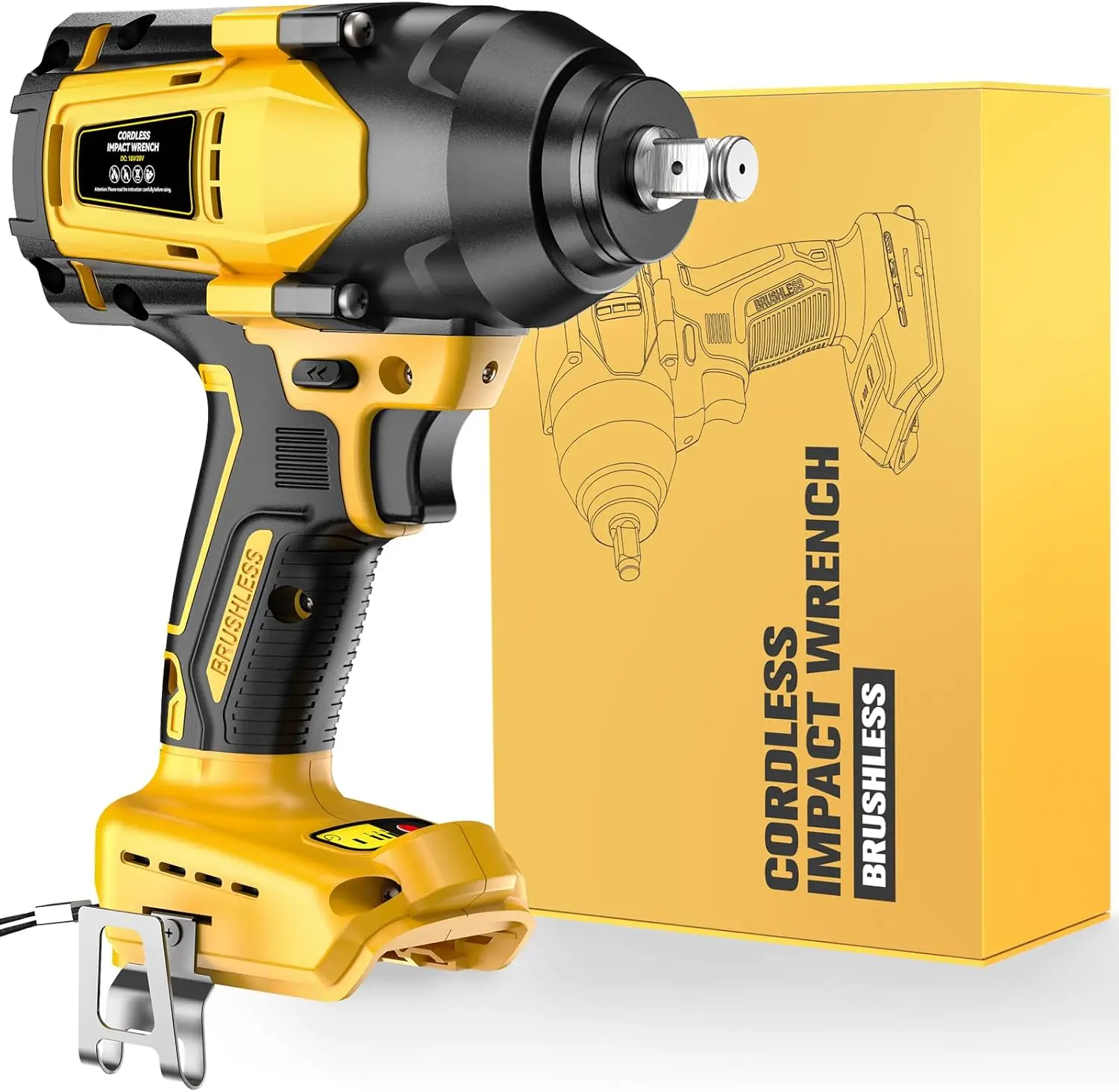 Impact Wrench for De-Walt 20V MAX Battery: 1/2 Inch Hog Ring Impact Driver High Torque - 600 Ft-lbs Cordless Impact Gun - Brushl