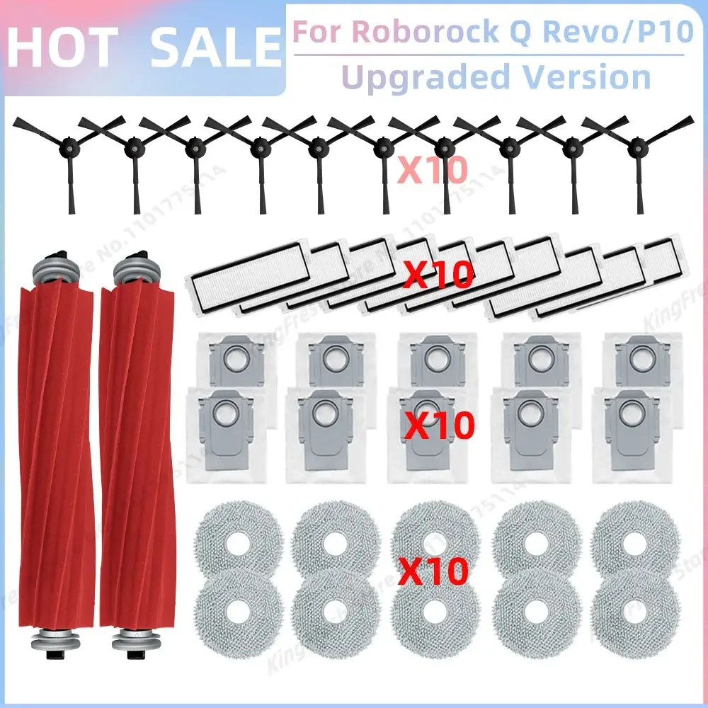 Kompatibel für Roborock Q Revo / P10 A7400RR Ersatzteile Zubehör Haupt- und Seitenbürste Abdeckung HEPA-Filter Moptuch Staubbeutel Box Staubbehälter