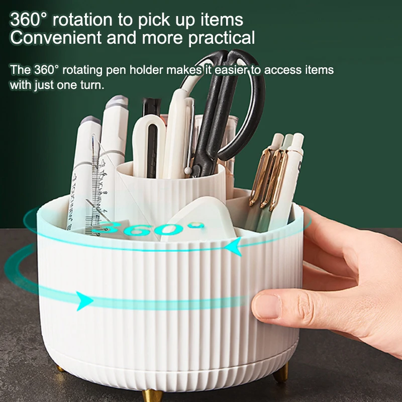 5 слотов 360 ° Вращающийся держатель-органайзер для кистей для макияжа, многофункциональный настольный ящик для хранения помады, косметики для туалетного столика в ванной комнате