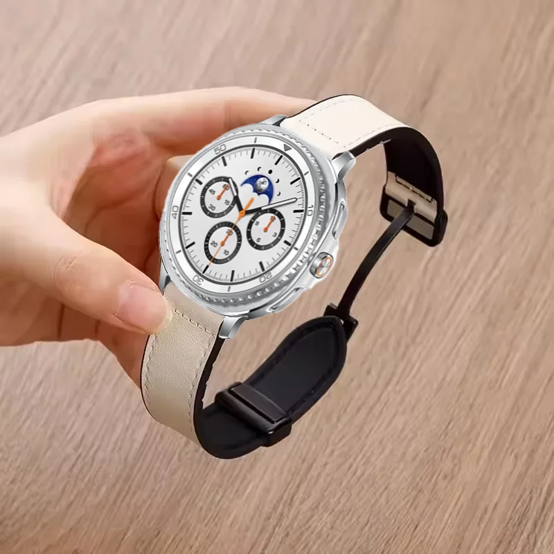 Correa de silicona + cuero para Samsung Galaxy Watch 8 44mm 40mm 8 Classic 46mm pulsera magnética Galaxy Watch Ultra 2025 47mm Correa