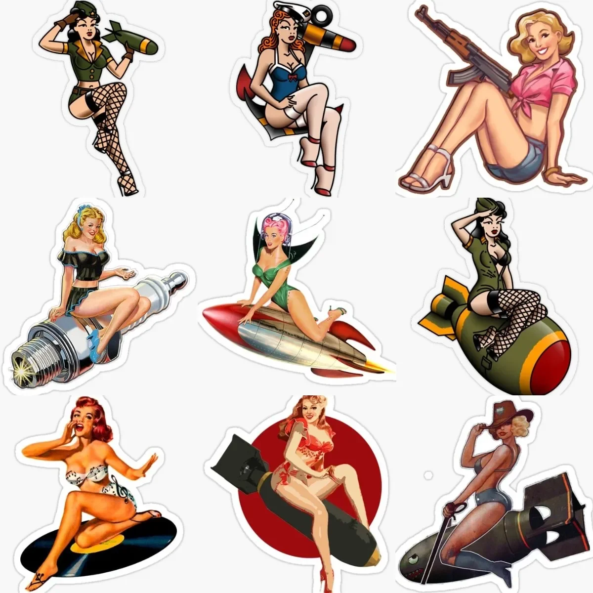 

Pin Up Girl Retro Hot Rod Sticker Laptop Car Window Glass Motorcycle Accessories Bicycle Helmet Racing Camper Off-road PVC Decal