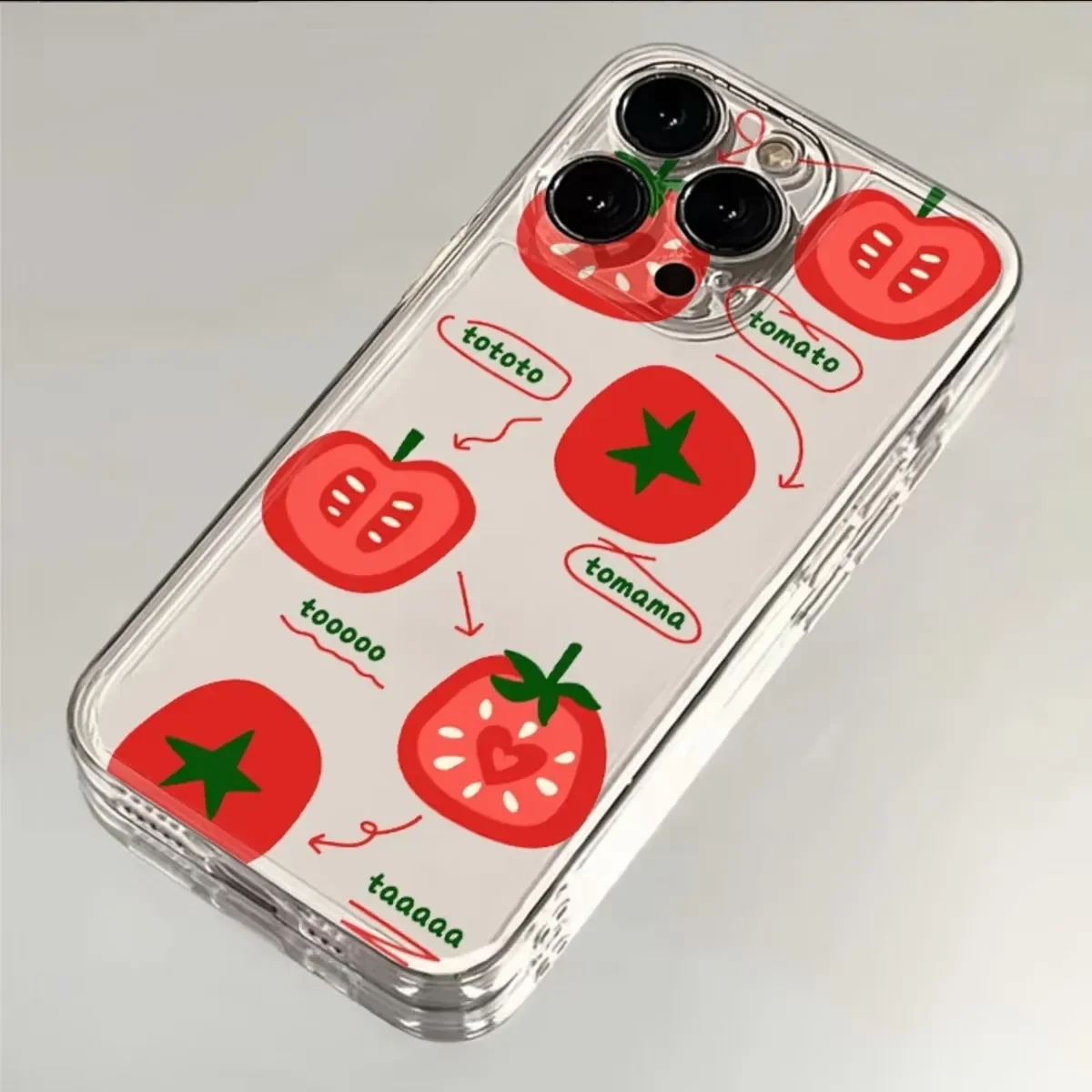 Funda de teléfono de tomates de pantalla completa coreana Ins para iPhone 16 15 14 13 12 11 Pro MAX 12 MINI XR XS MAX 7 8 Plus Y2K cubierta suave transparente