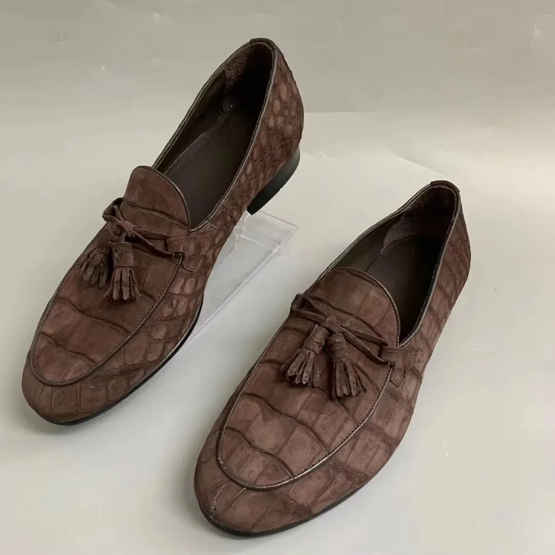 yingshang new men dress shoes male crocodile shoes coffee color