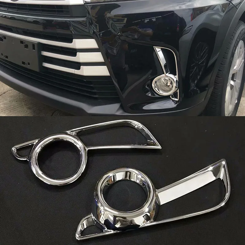 

Для Toyota Highlander 2018 хромированная крышка передней противотуманной фары, рамка, накладка, автомобильная наклейка, Стайлинг, 2 шт., аксессуары для стайлинга автомобилей