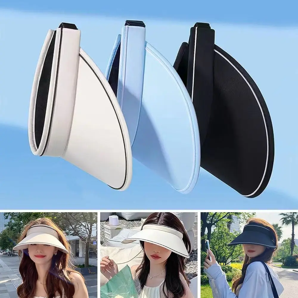 Fashion Sun Protection Summer Sun Hats Empty Top Portable Beach Hat Foldable Wide Brim Visors Cap Men Women