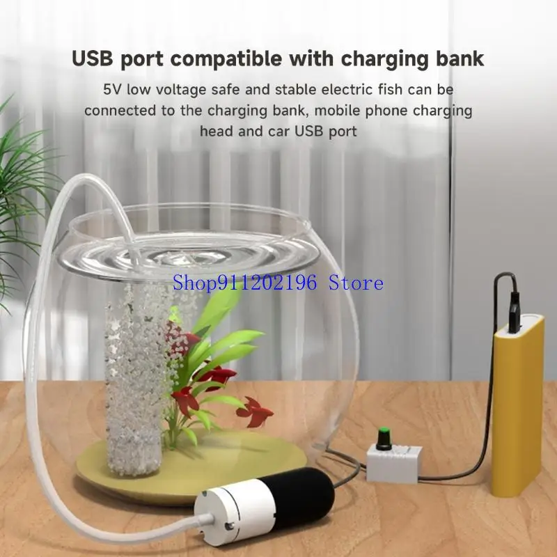 P82A USB Aquarium Aerator Oxygen Air Bơm cá Bể chứa máy nén khí động Mini động