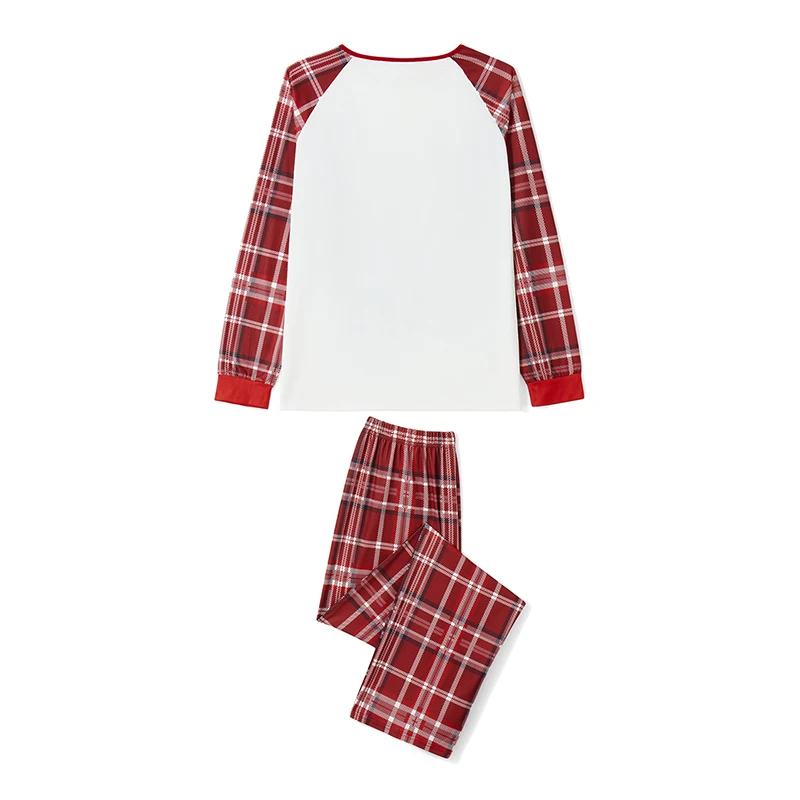 Christmas Family Matching Pajamas Reindeer Santa Claus Printed Tops Plaid Pants Sleepwear Sets for the Holidays