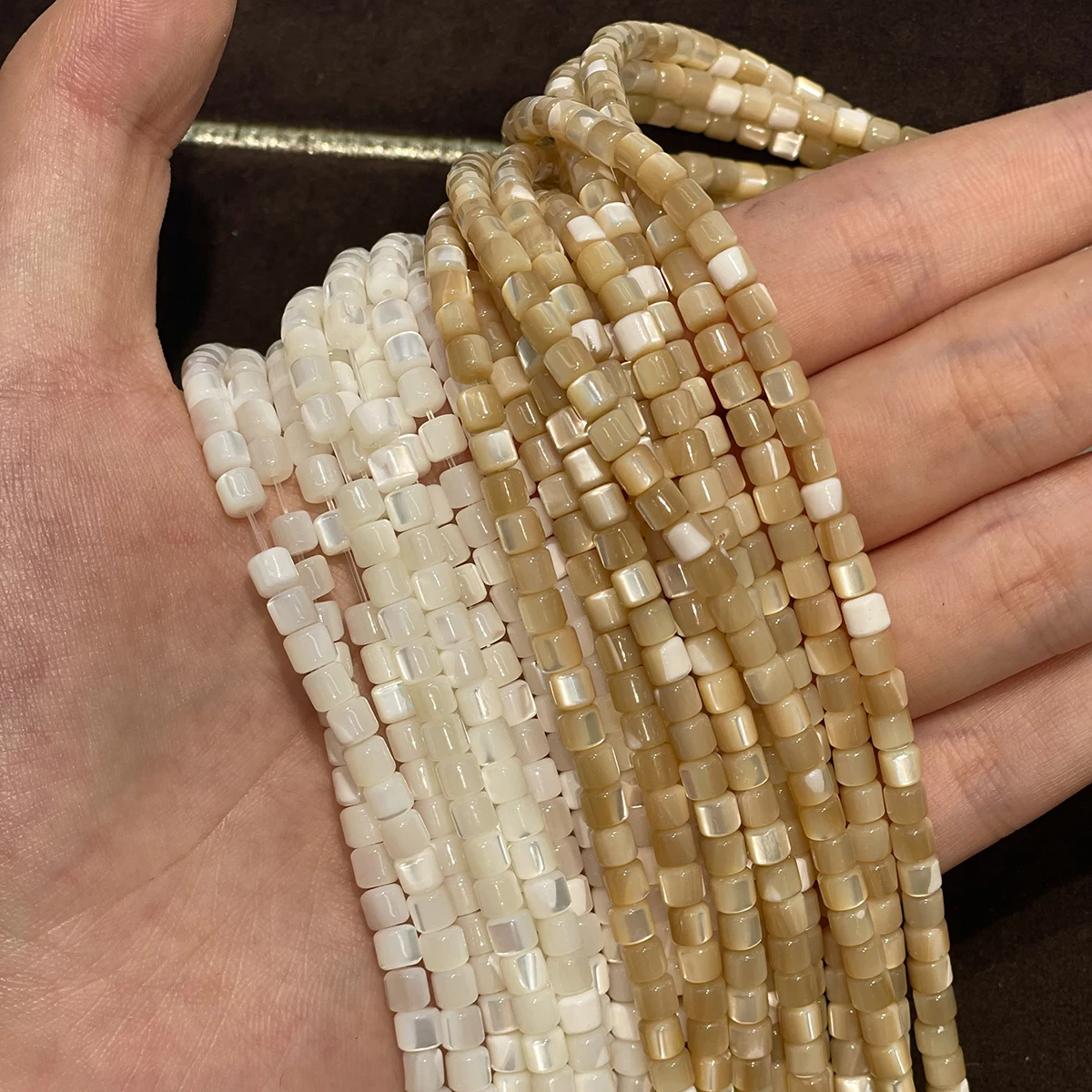 4x4mm Round Tube-Shaped Beads Through Holes Beads Natural Shell Beads for Jewelry Making DIY Necklaces Bracelet Accessories 36CM
