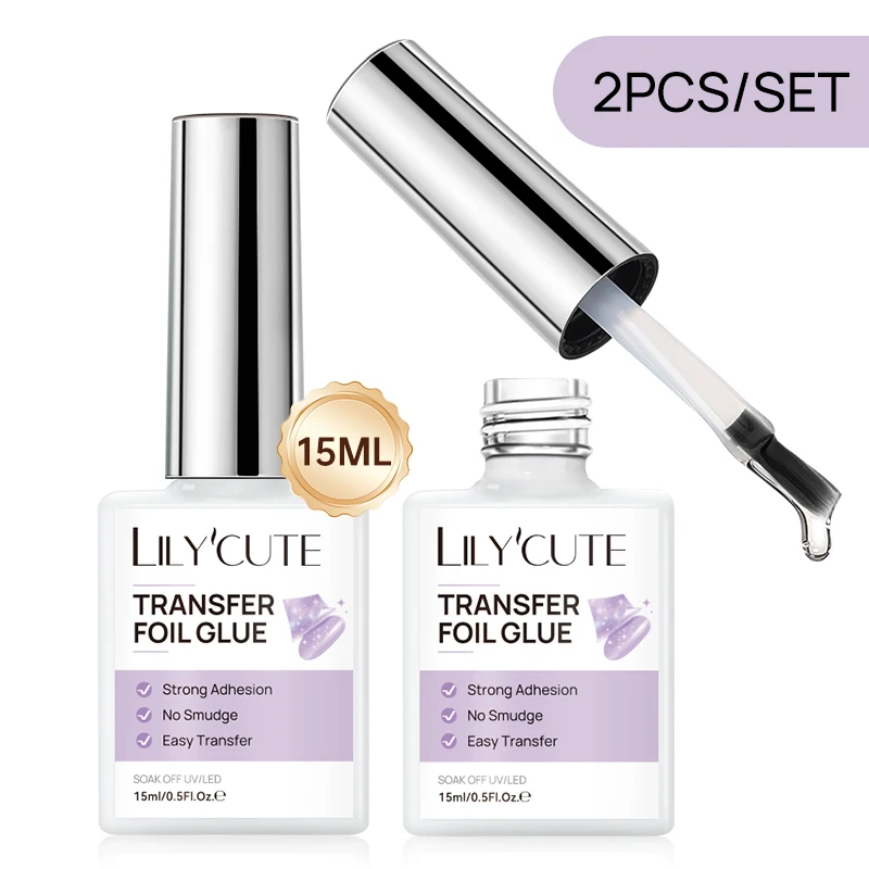 LILYCUTE Transfer Foil Glue Gel Set Various Styles Starry Sky Nail Art Stickers Off UV LED Gel Nail Art Decorations