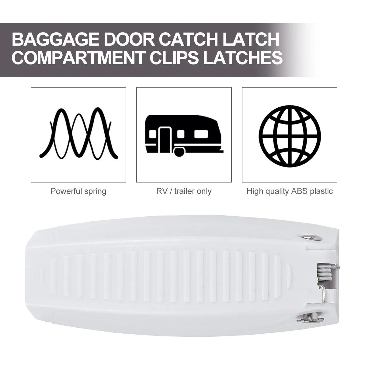 2Pcs Rv Baggage Door Clips Heavy Duty Spring Loaded Plastic Catch Latch for Camper Compartment Hold Open Easy