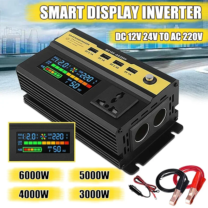 Portabel Car Inverter DC 12V 24V TO AC 220V Modified Sine Wave Inverter 6000W 5000W 4000W 3000W Voltage Transformer Converter