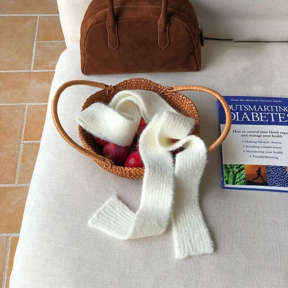 Y2K وشاح نحيف بألوان قوس قزح الكورية - ناعم طويل وضيق للرقبة، نمط هاراجوكو للفتيات، شال مخطط رفيع عصري 2025 #5