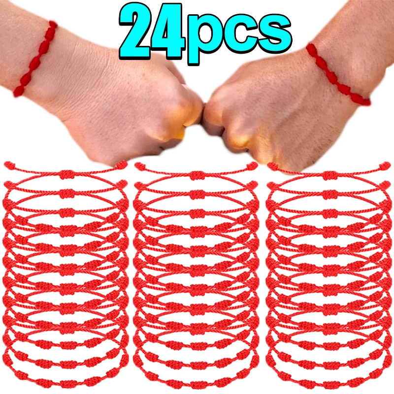 7 Knot Red String Bracelet For Couple Rope Braided Bracelets Protection Good Luck Amulet for Success Handmade Jewelry Gift