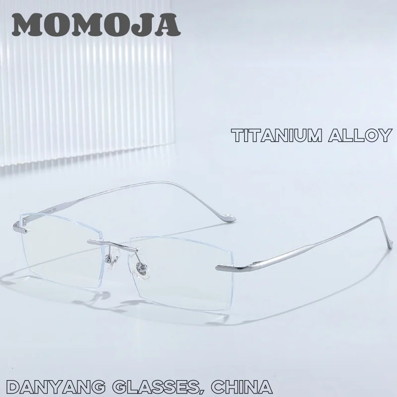 

MOMOJA ультра-легкие деловые мужские очки для чтения без оправы с блокировкой синего света, высококачественные квадратные женские очки 69073