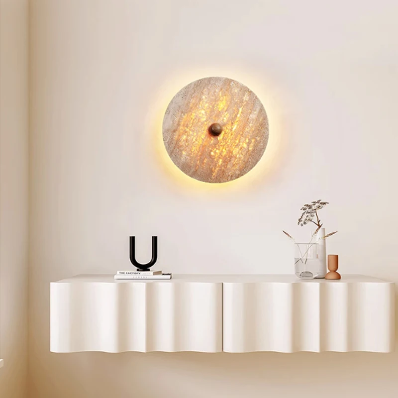 Wabi-Sabi-Stil Song-Dynastie ästhetische Designer runde Mid-Century Cloud Stone Wandleuchte