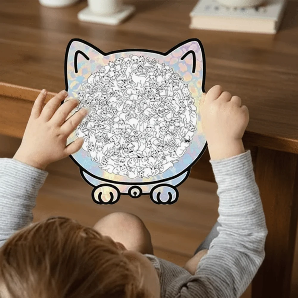 

Деревянный пазл-головоломка «Кот» для развития мышления, нестандартной формы, с милым котенком, цветной, для самостоятельной сборки