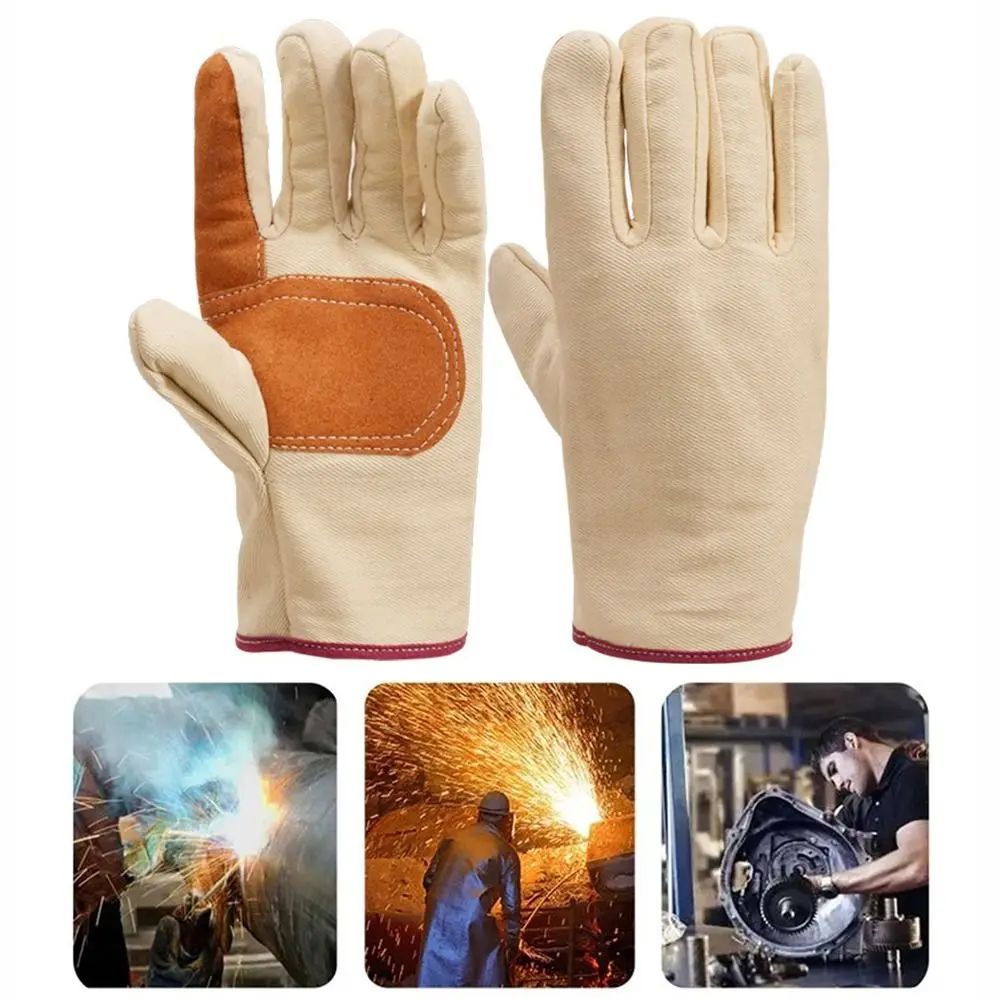 New Thick Welding Gloves Wear Resistant Canvas Safety Gloves High Temperature Resistance Security Protection