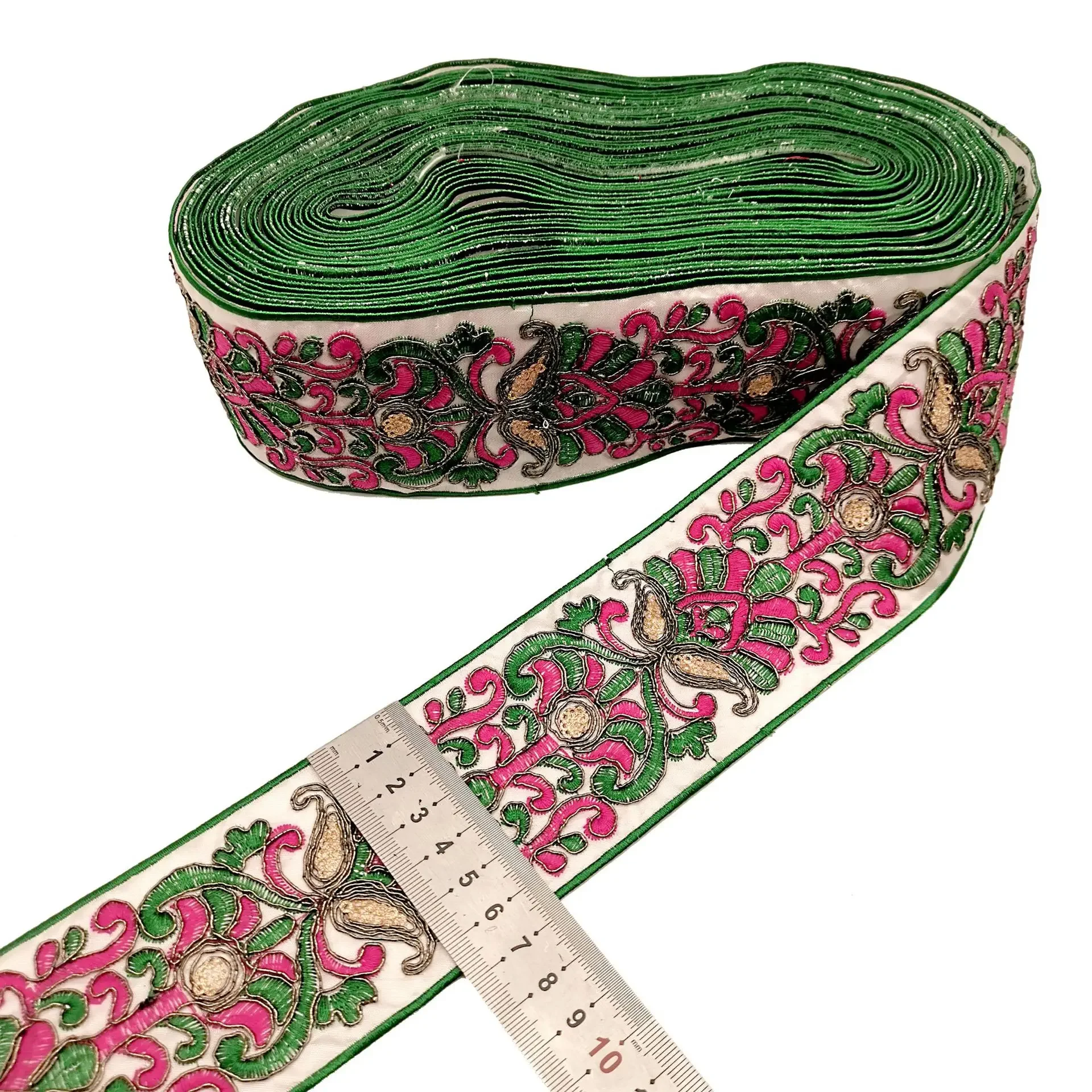 1Yards Retro Flower Lace Trims Webbing Embroideried Lace Ribbons Fabric for Dance Dress Bag DIY Sewing Accessories