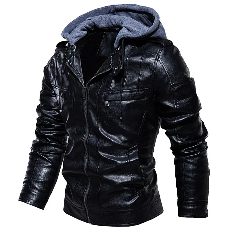 

Men Leather Jackets Coat 2023 Winter Motorcylce Casual Fleece Thicken Motorcycle PU Jacket Male Biker Warm Plus Size 5XL