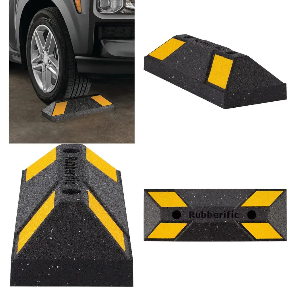

Heavy-Duty Rubber Parking Stops, Reflective, Easy Install, 4-Pack for Indoor & Outdoor Use