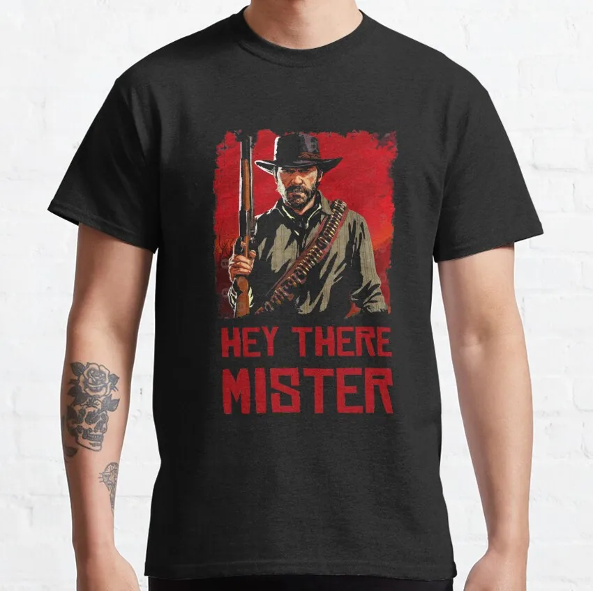 

HEY THERE MISTER Arthur Morgan The good the bad and the ugly eastwood film Vintage cowboy movie printed t shirt plus size tee