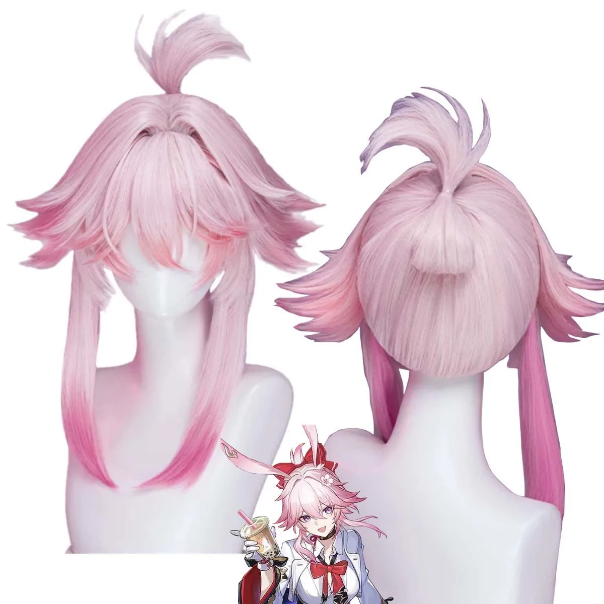 Women Game Honkai Star Rail Evanescia Cosplay Pink Heat Resistant Synthetic Hair Wig