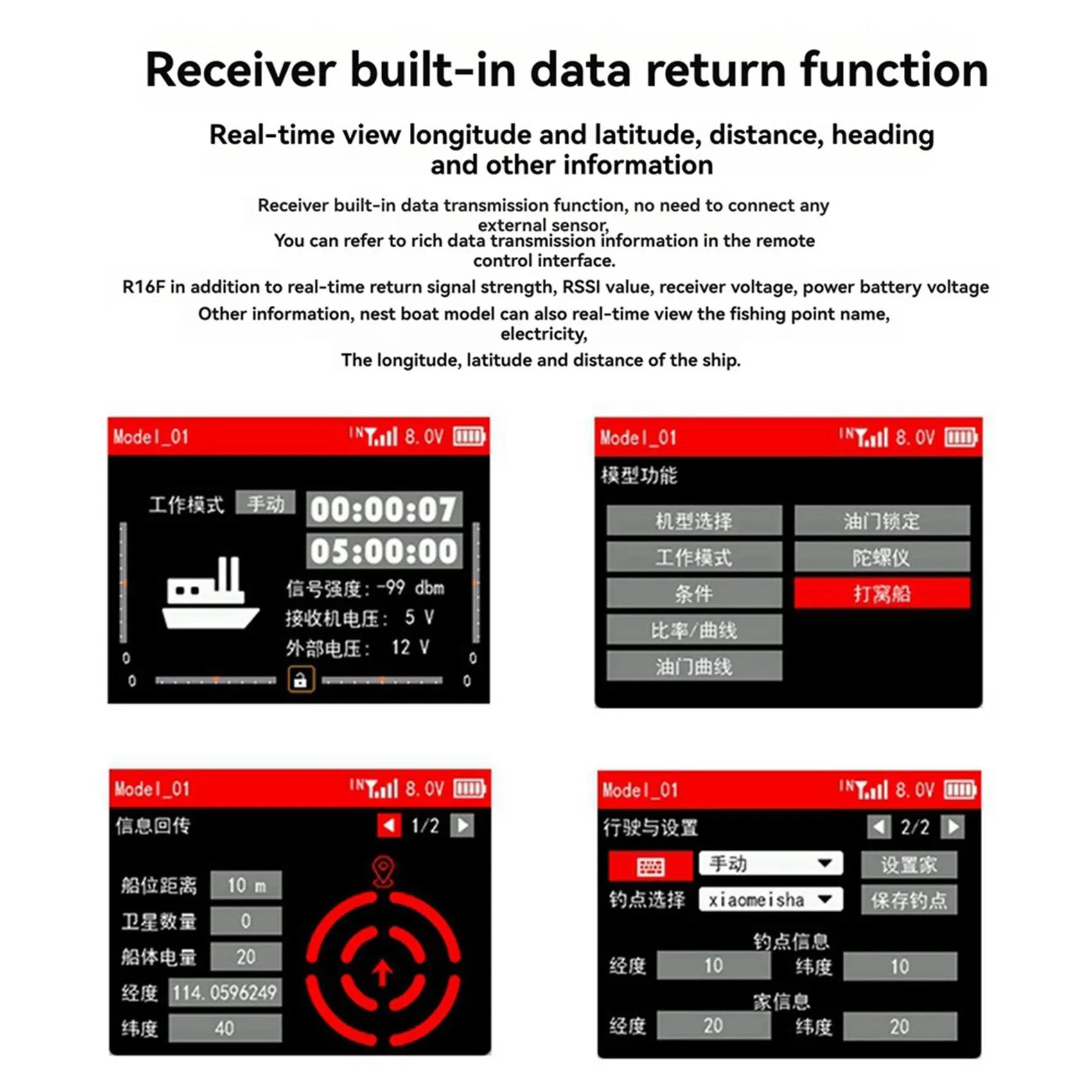 Radiolink R16F RC Receiver 16 ช่อง 2.4GHz พร้อม Gyro, แรงดันไฟฟ้า Telemetry, 600m สําหรับ RC รถ, เรือ, เครื่องบิน