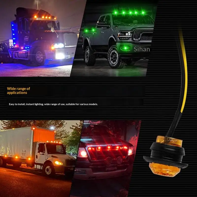 5 PCS Mini Round LED Side Marker Light High Brightness 24V Truck Trailer Auto Indicators Clearance Light Universal