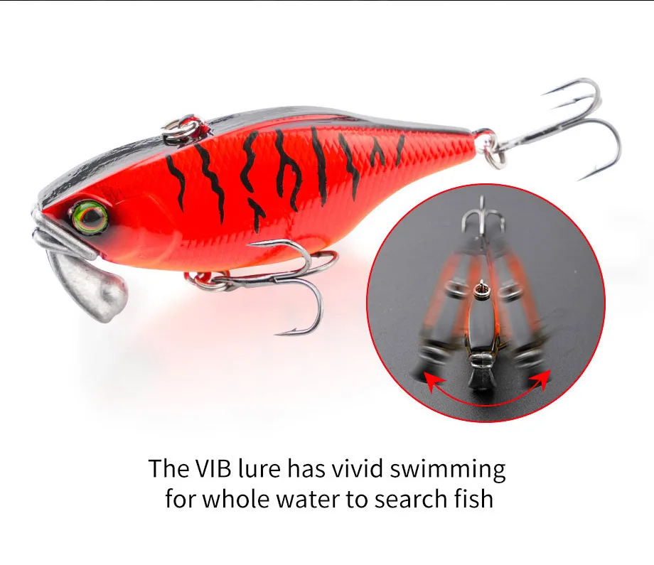 Sinkender VIB Fischköder 60mm 18g Jigkopf Vibrationsköder Weitwurf-Wobbler Schwimmköder Angelköder für Forelle Hecht Hundehaifisch – Detail 9