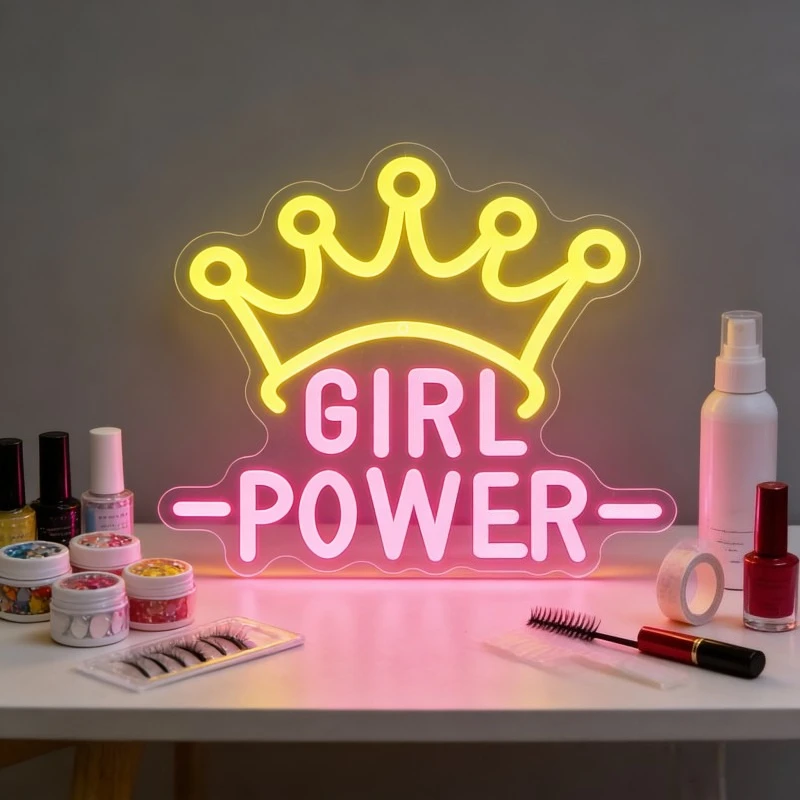 ガールパワーledネオンサイン-usb調光式ネオンライトサイン-女の子の部屋-ゲームルーム-寝室-バー-リビングルーム-パーティーギフト-壁飾り