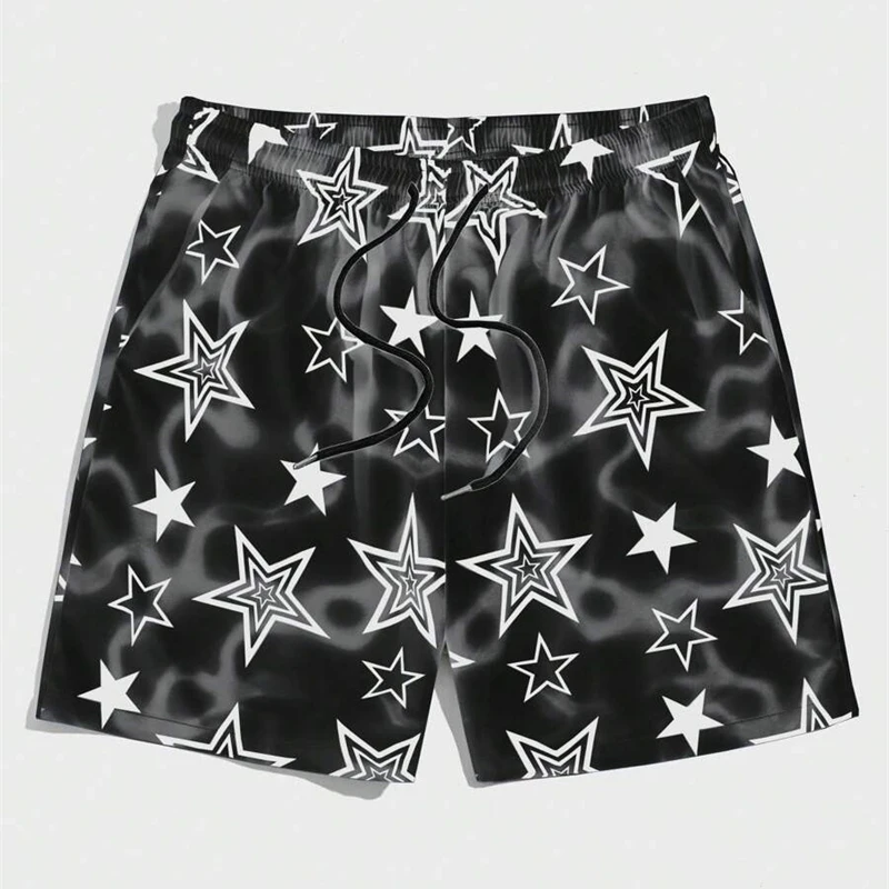 Cool Gradient Stars Beach Short For Men Harajuku Streetwear Quick Drying Board Shorts Travel Casual Outdoor Sports Pants Summer