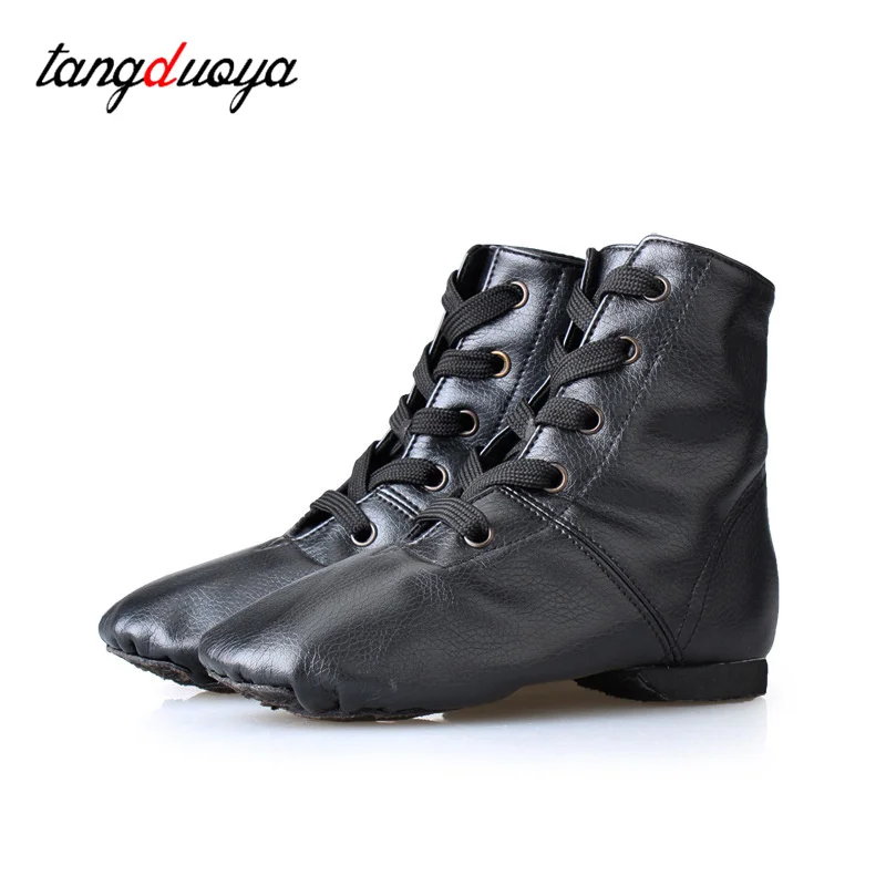 1 par/partia mężczyźni kobiety sportowe trampki do tańca buty do tańca jazzowego sznurowane buty do tańca czarne skórzane buty do tańca dla