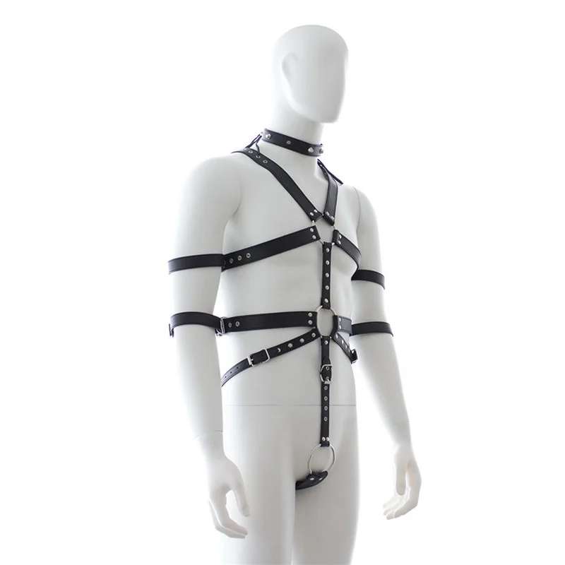 Sexy Mens Gay PU Leather Full Body Chest Harness Bondage Open Penis Ring BDSM Night Clubwear Sex Tools for Gay Male 18+ - Image 4