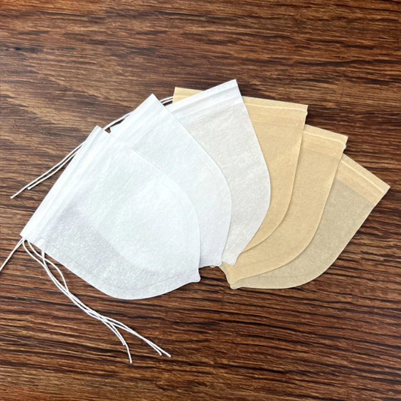 100pcs/lot Drop Shape Paper Tea Bags Filter Infuser Strainer Heat Seal Teabags with String 6*8cm