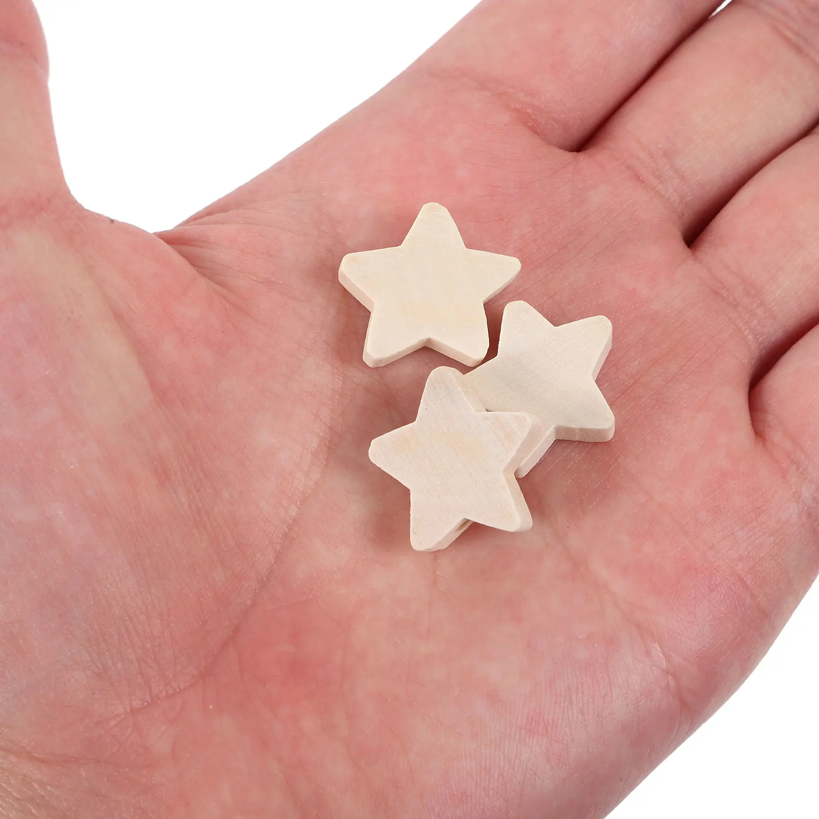 100Pcs Wooden Beads Star Shape Five-Pointed Star Beads for DIY Jewelry Making Kids Bracelets Necklace Creative Craft Supplies