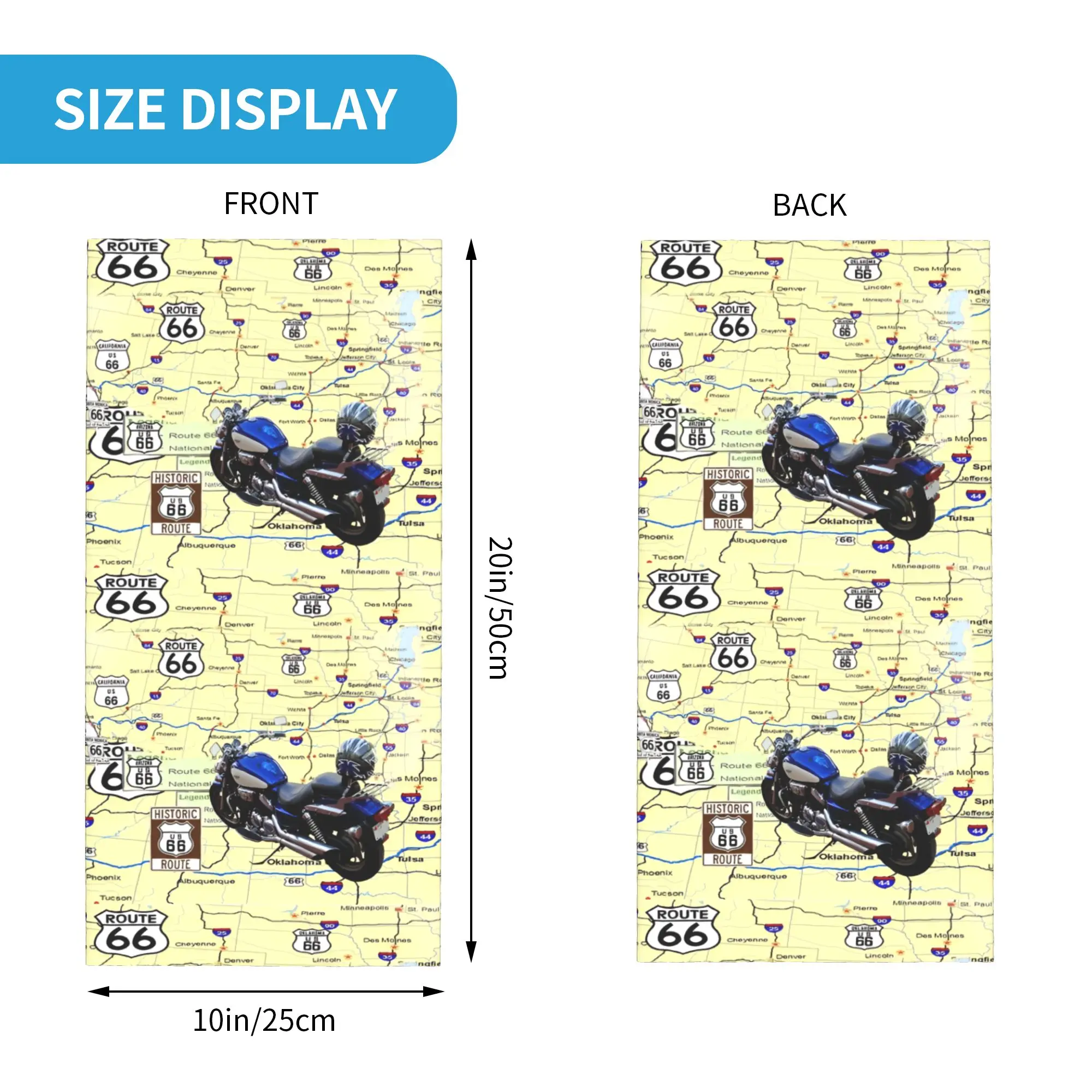 Custom Vintage Route 66 Starburst Neck Gaiter Women Men UV Protection Winter Road Trip Adventure Print Bandana Scarf for Hiking