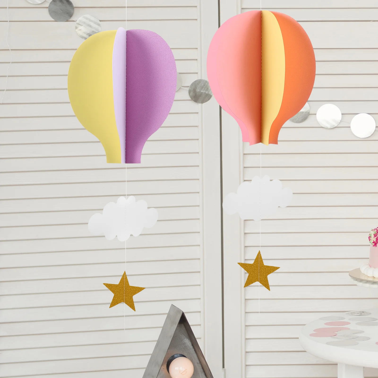 

4pcs Hot Air Balloon Cloud Party Decorations Kids Birthday Hanging Ornaments Festival Celebration Preschool Classroom Balloon