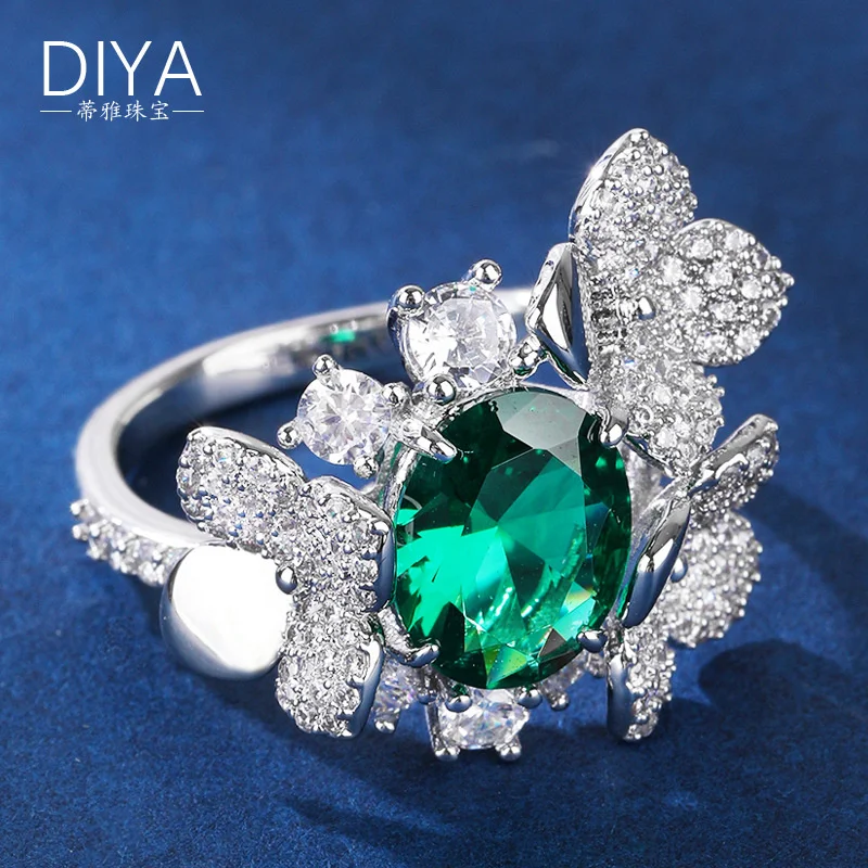 Luxury brand genuine real jewels Emerald Recommendation Colorful Treasure Hand Jewelry Fashion Ring Girl high quality