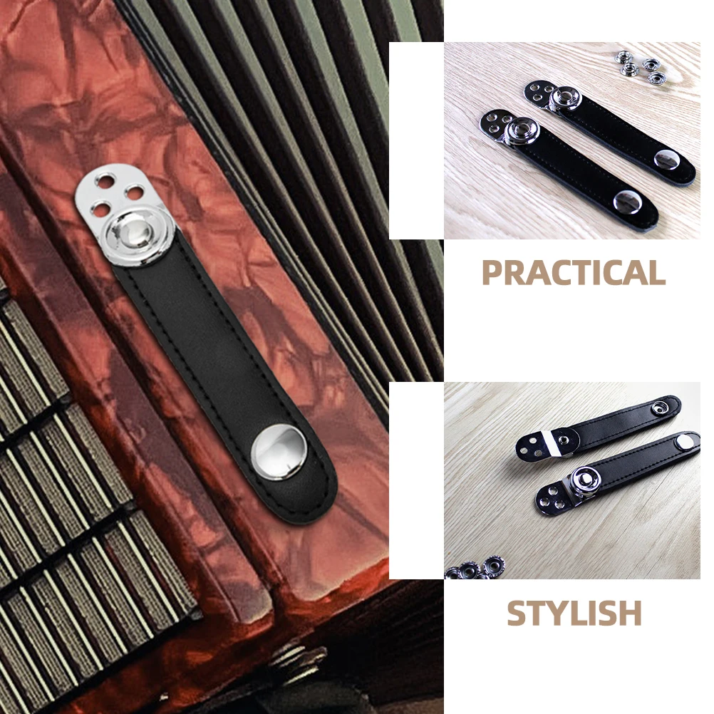 

2 Pcs Metal Jointed Cowhide Accordion Bellows Buckle Instrument Accessories Bass Strap Band Universal Replacement Straps Back