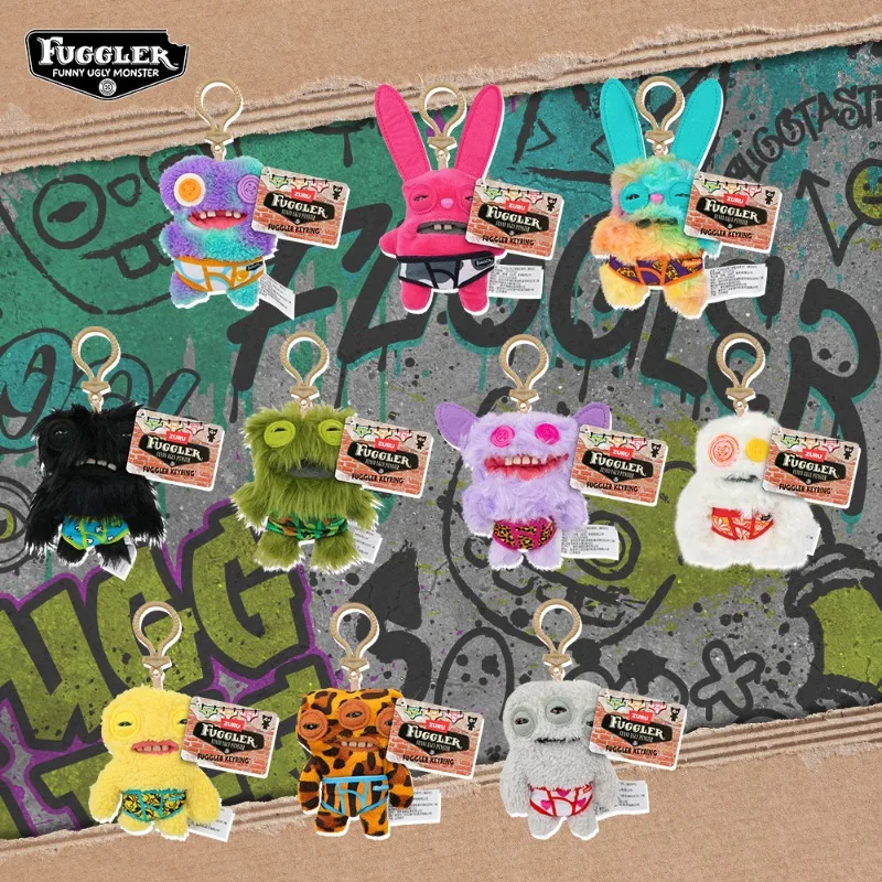Fuggler Funny Ugly Monster Underpants Series 4 Generation Keychain Bag Plush Keychains Pendant Toy Stuffed Key Ring Peluche Doll