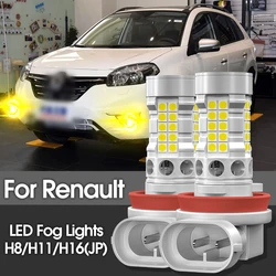 2pcs LED 안개등 Blub H11 H16 램프 Canbus For Renault Clio 2 3 4 Twingo Espace Fluence Duster Megane CC Koleos 1 2 Laguna